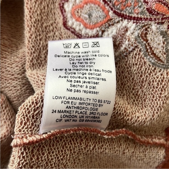 Chloe Oliver‎ Anthropologie Floral Embroidered Appliqué Metallic Padma Тор - Picture 9 of 12